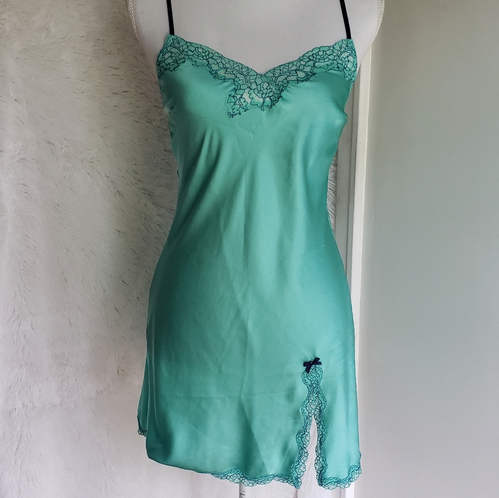 Victoria's secret aqua green with navy slip dress